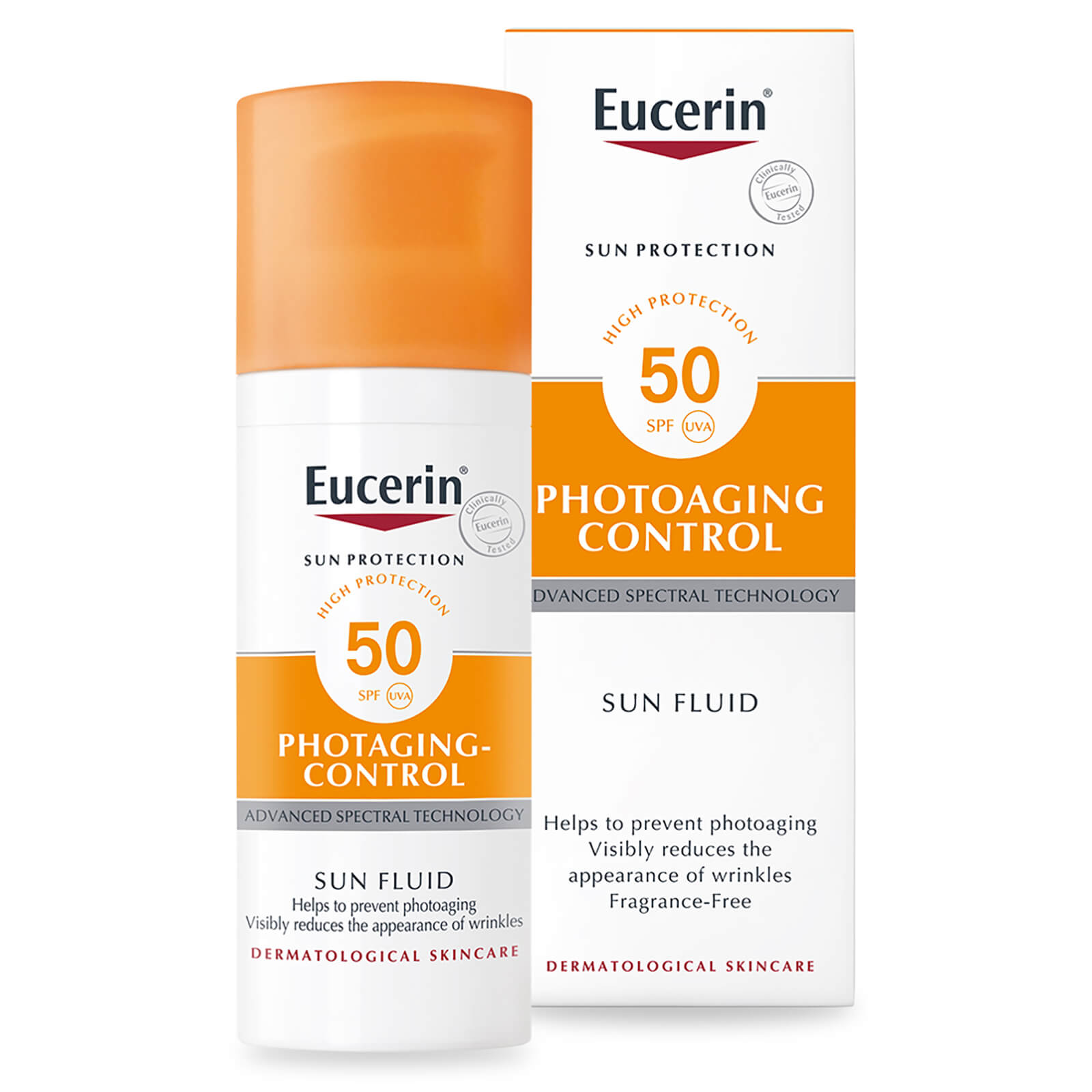 34046.jpg واقي الشمس Eucerin Sunblock SPF 50+ Photoaging Fluid 50ml - الصورة 1