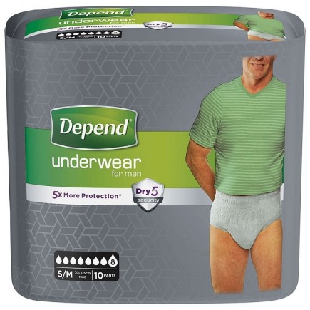 Depend-10-Under-Wear-For-Men.jpg فوط للكبار Depend 10 Under Wear For Men (S/M) - الصورة 1