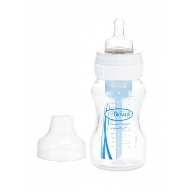 Dr-Browns-Wide-Neck-Bottle-240ml-Blue.jpg رضاعة الأطفال Dr Brown's Wide Neck Bottle 240ml -Blue - الصورة 1
