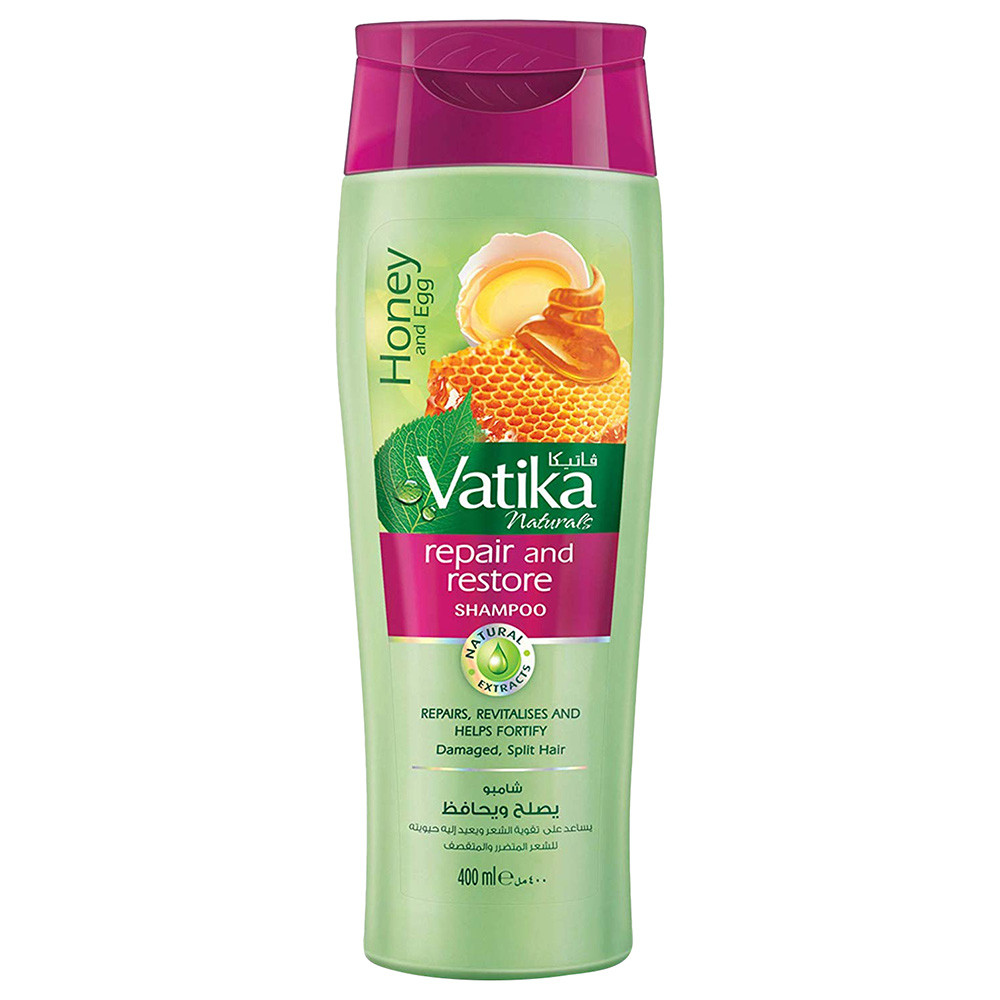 Vatika-Repair-Restore-Shampoo.jpg شامبو الشعر Dabur Vatika Repair & Restore Shampoo 400 ml - الصورة 1