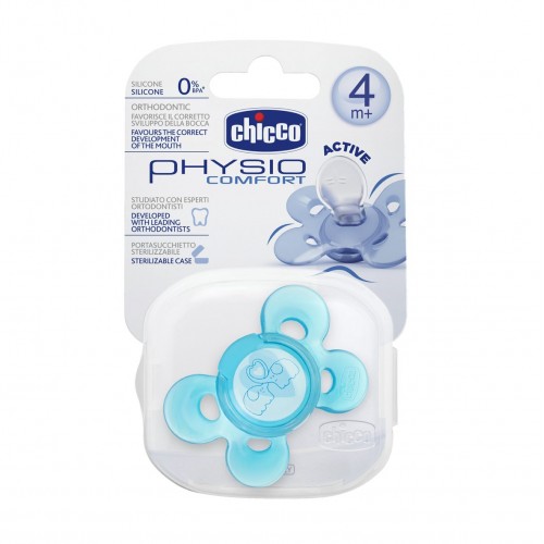 chicco-comfort-4-blue.jpg لهاية الاطفال Chicco Comfort Pacifier 4m+ Blue - الصورة 1