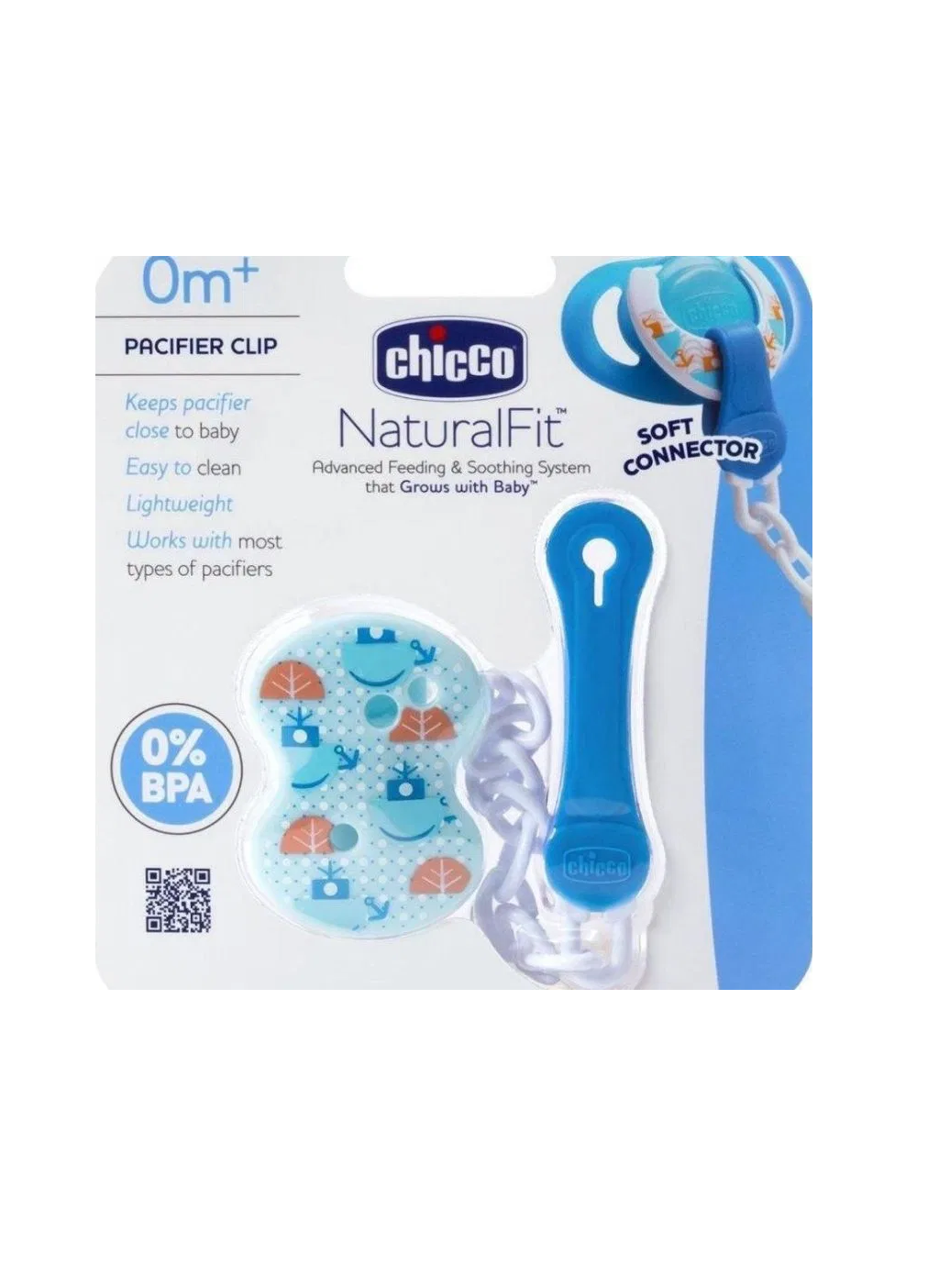 chicco-pacifier-clip-0mblue-6.png تعليقة اللهاية Chicco Pacifier Clip 0m+Blue - الصورة 1