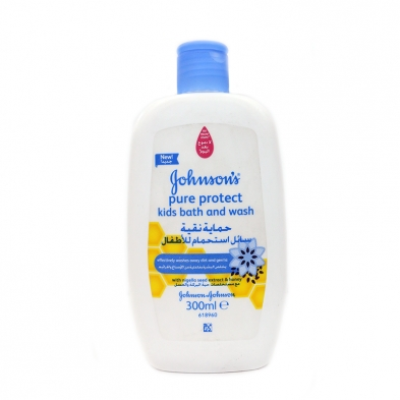 johnson-bath-and-wash.png غسول لجسم الاطفال Johnsons Pure Protect Baby Bath & Wash 300ml - الصورة 1