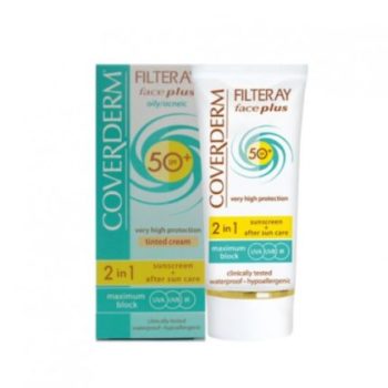 Coverderm Filteray Plus 2 In 1 Sunblock Spf 50+ Light Tinted Cream (Dry & Sensitive Skin) 50ml