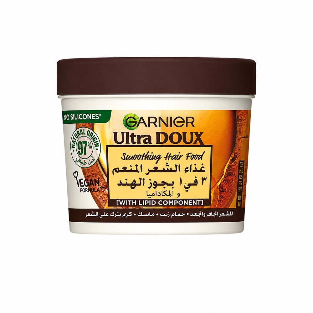 img_9768 كريم الشعر Garnier Ultra Doux Coconut & Macadamia Smoothing Hair Food Jar 390ml - الصورة 1