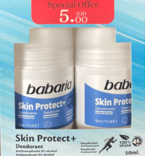 Offer Babaria Skin Protect+ Deodorant Roll On 50ml - 2 Pcs Special Price