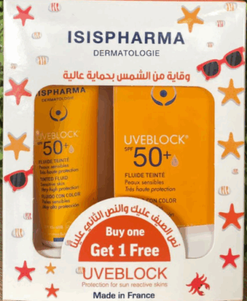 Offer Isis Uve Sunblock Spf 50+ Tinted Fluid 40ml - 2 Pcs Special Price