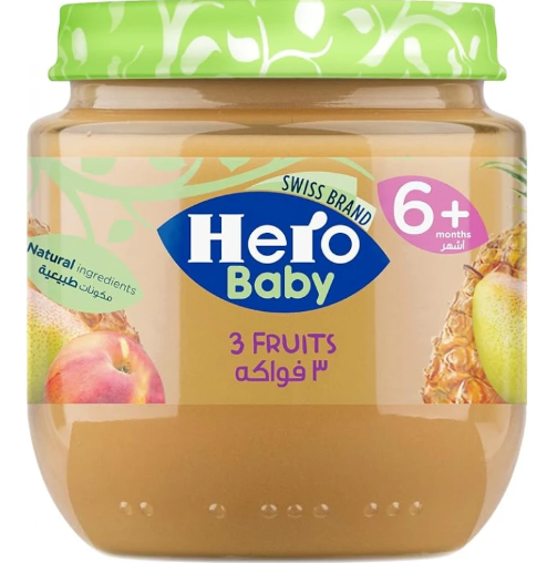 Hero Baby 3 Fruits Food Jar 125g Hero Baby 3 Fruits Food Jar 125g