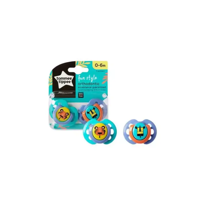 Tommee Tippee Fun Style Soother 0-6M, 2 Pieces
