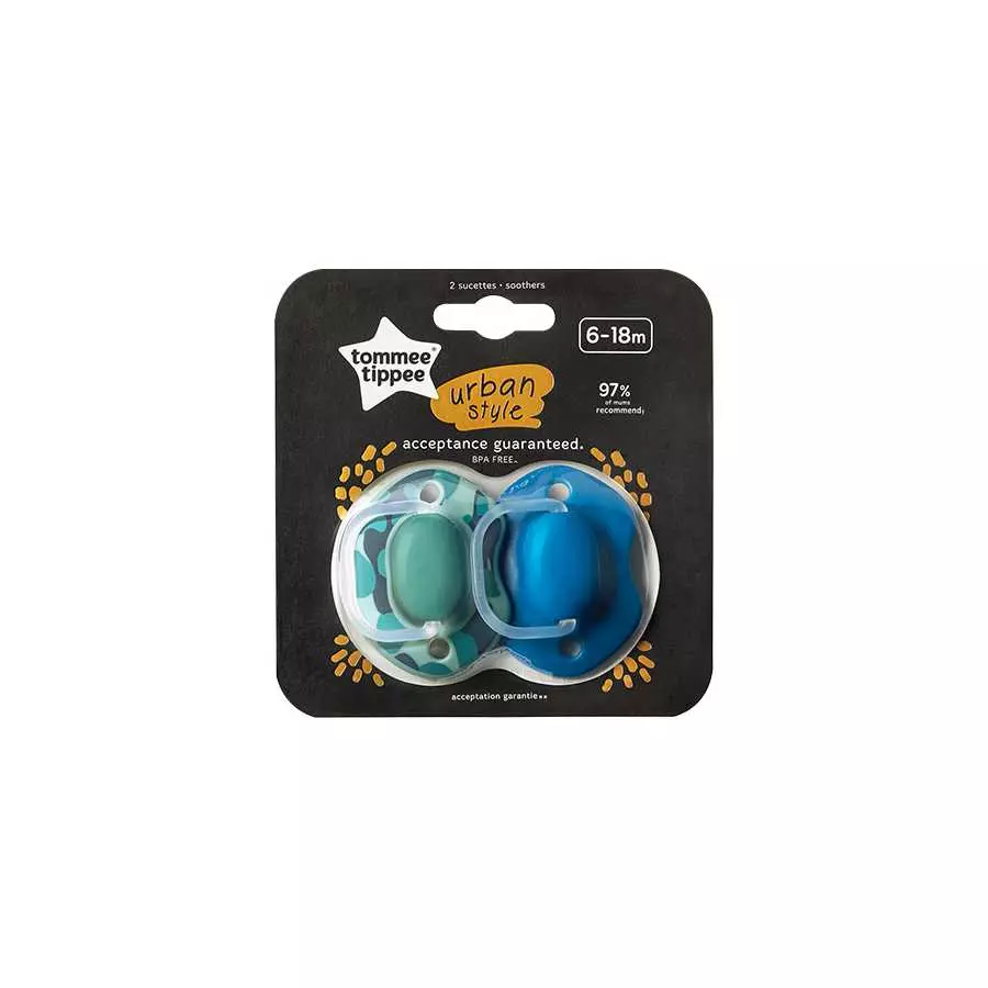 Tommee Tippee Urban Style Soother 6-18M, 2 Pieces Tommee Tippee Urban Style Soother 6-18M, 2 Pieces