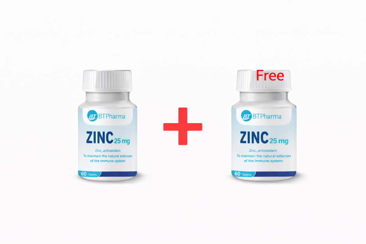 Bt Pharma Zinc 25Mg 60 Tablets Buy 1 Get 1 Free