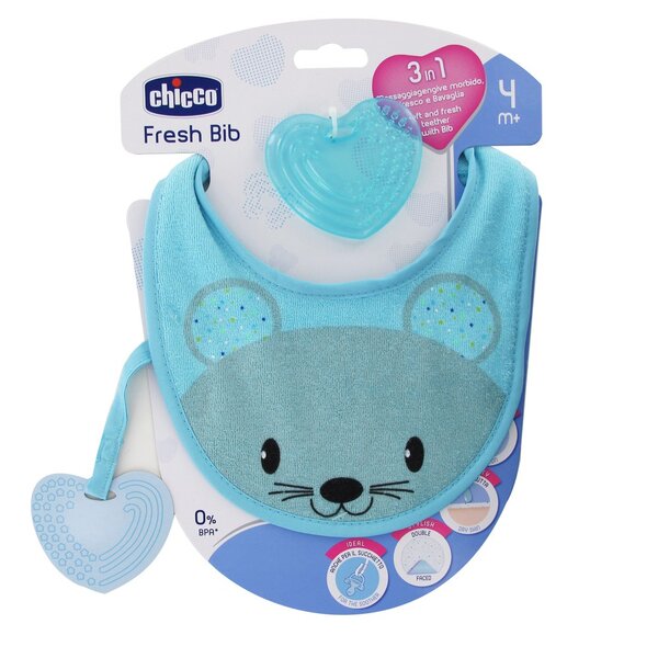 Chicco Fresh Bib Teether 3 In1 Blue Chicco Fresh Bib Teether 3 In1 Blue