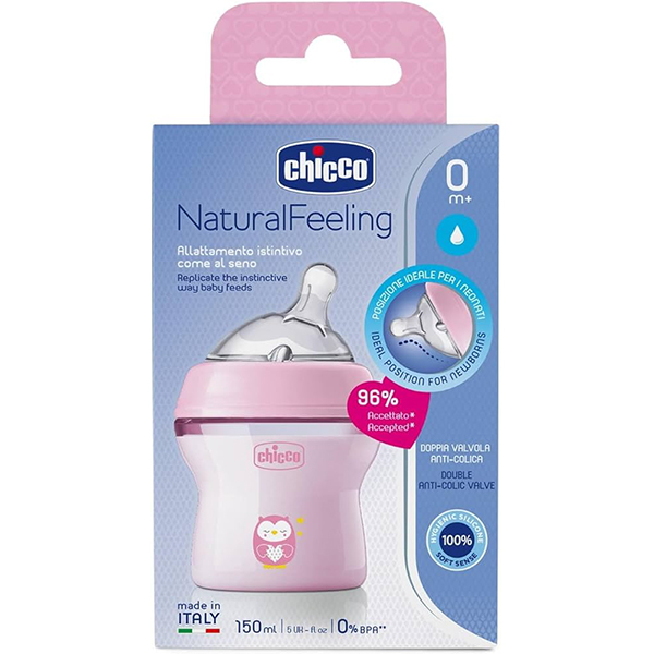 Chicco Natural Feeling Bottle 150Ml 0M+pink Chicco Natural Feeling Bottle 150Ml 0M+pink