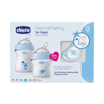 Chicco Natural Feeling First Gift Set 0m+ Blue (150ml+250ml+Soother)
