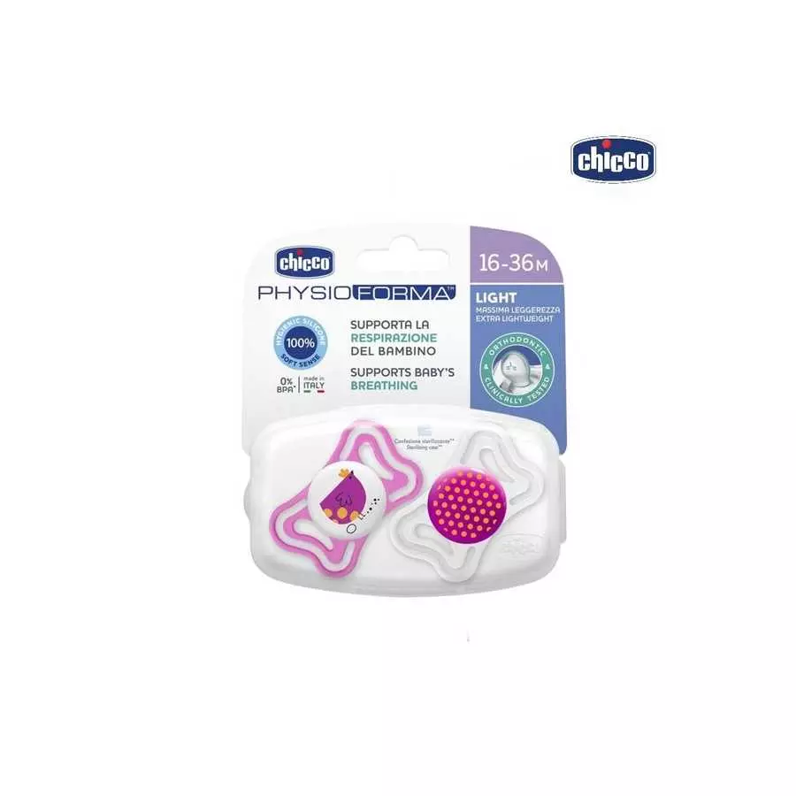 Chicco PhysioForma Light Soother Pink 16-36M, 2 Pieces Chicco PhysioForma Light Soother Pink 16-36M, 2 Pieces