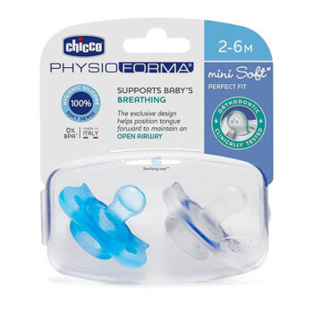 Chicco PhysioForma Mini Soft Soother Blue 2-6M, 2 Piece