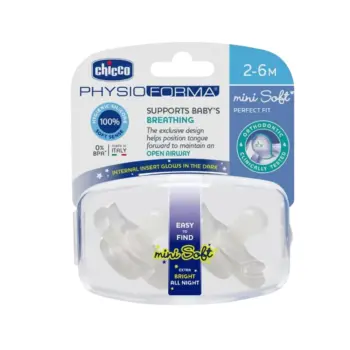 Chicco PhysioForma Mini Soft Soother Neutral 2-6M, 2 Pieces