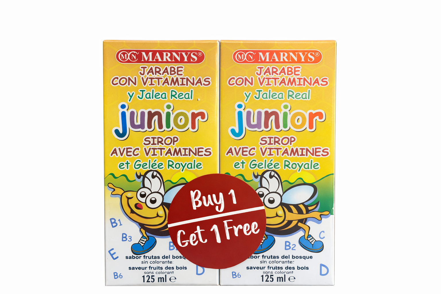 Marnys Junior Syrup With Vitamins & Royal Jelly 125ml Buy 1 Get 1 Free Marnys Junior Syrup With Vitamins & Royal Jelly 125ml Buy 1 Get 1 Free