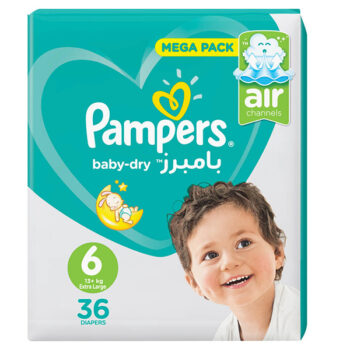 Pampers Baby-Dry Diapers, Size 6, XL, 13+ Kg, 36 Diapers