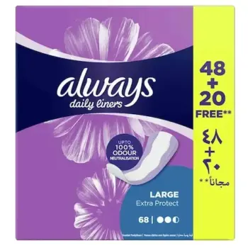 Always Extra Protect Daily Liners Large 48 pcs + 20pcs Free