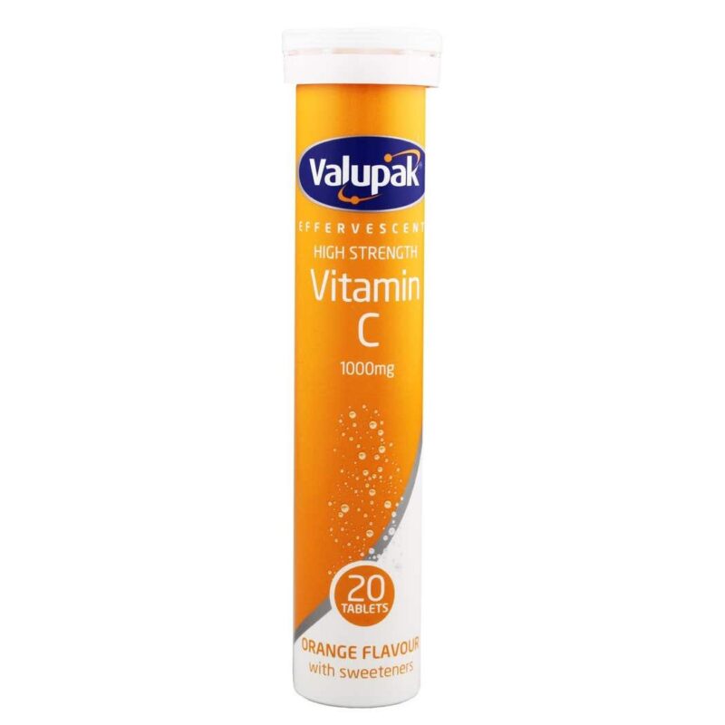 Valupak Vitamin C 1000mg 20 Effervescent Tablets Orange Flavor