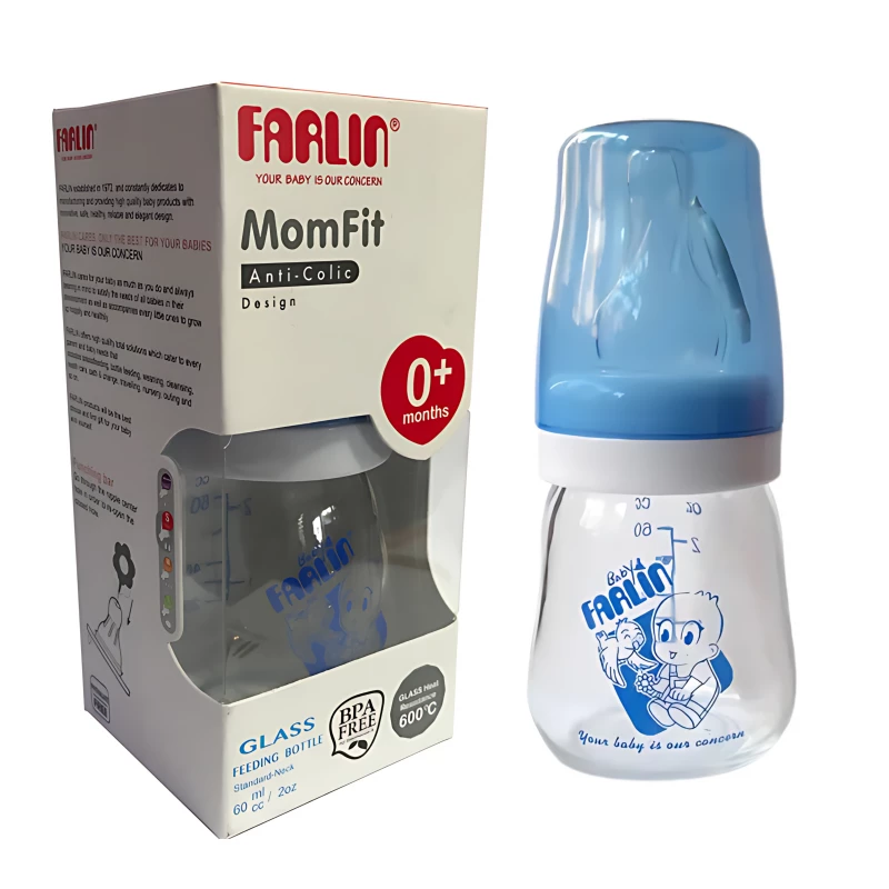 Farlin Anti-Colic Glass Feeding Bottle 0+Months 60ml Farlin Anti-Colic Glass Feeding Bottle 0+Months 60ml
