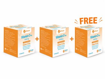 Offer Bt Pharma Vitamin C Plus 1000Mg & Zinc 15 Sach Buy 2 Get 1 Free