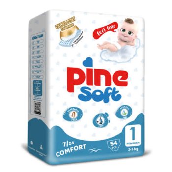 Pine Soft Diapers New Born Size 1 (2-5 kg) 54 Pcs