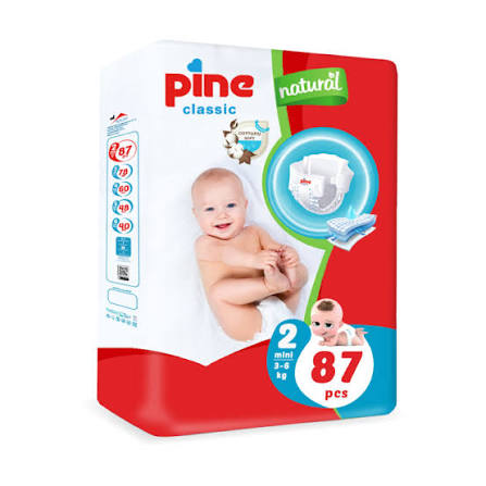 Pine Classic Diapers, Size 2 Mini (3-6 kg), 87 Pcs Pine Classic Diapers, Size 2 Mini (3-6 kg), 87 Pcs