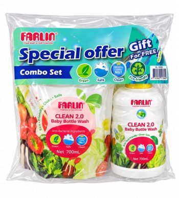 Farlin Clean 2.0 Baby Bottle Wash Combo Set 700ml + 700ml – Special Offer
