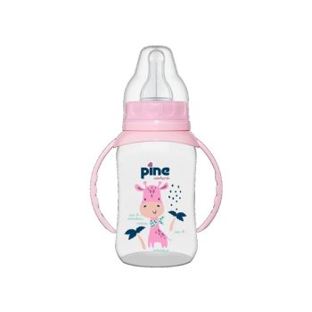 Pine Natura Baby Feeding Bottle With Handles Pink Giraffe 150ml